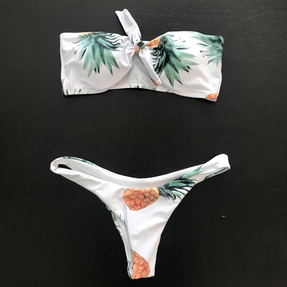 Bandeau top with high cut bottom set